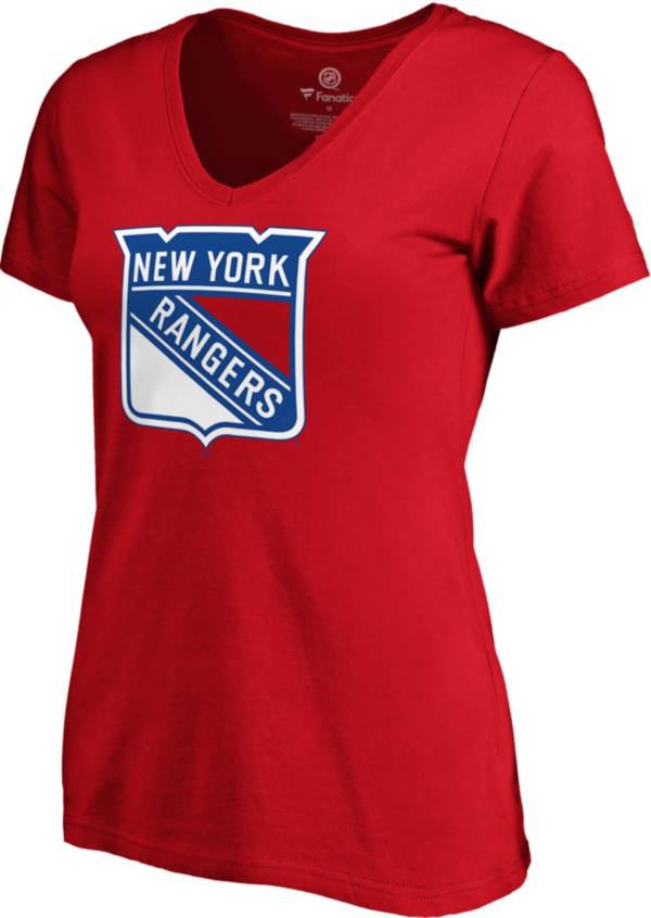 NHL Women's New York Rangers Team Poly Red V-Neck T-Shirt