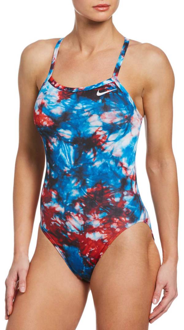 Nike Women's Hydrastrong Tie Dye Crossback One Piece Swimsuit