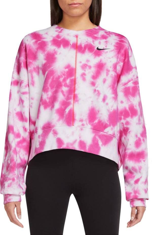 Nike Women's Sportswear Fleece Over-Oversized Tie-Dye Crew