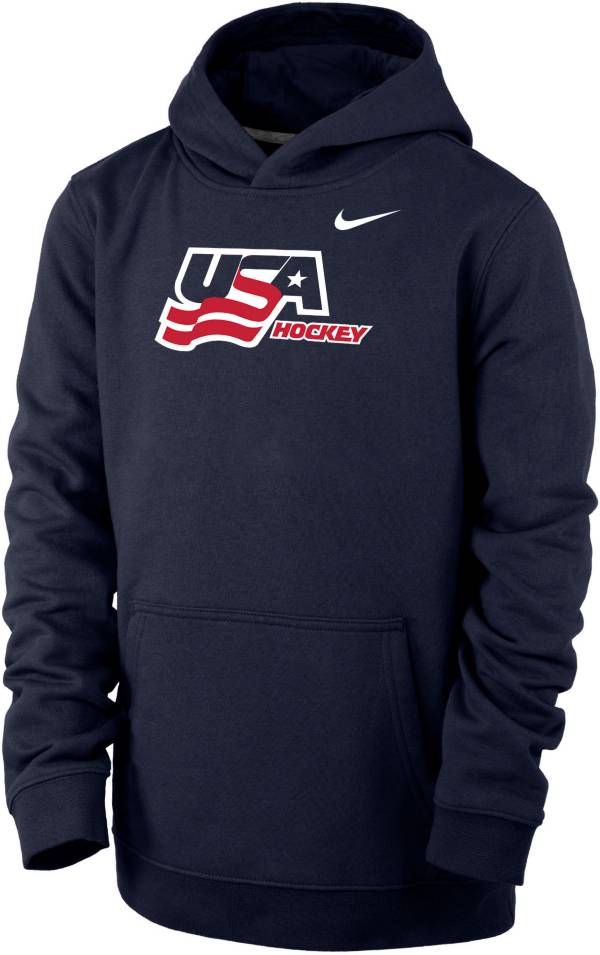 Nike Youth USA Hockey 2022 Olympic Club Navy Pullover Hoodie