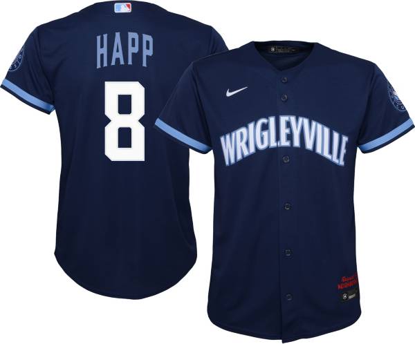 Nike Youth Chicago Cubs Ian Happ #8 Navy 2021 City Connect Cool Base Jersey