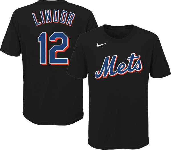Outerstuff Youth New York Mets Francisco Lindor #12 Black T-Shirt