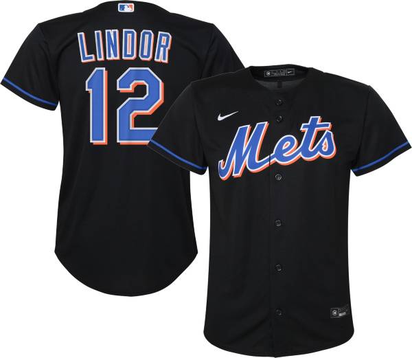 Nike Youth New York Mets Francisco Lindor #12 Black Cool Base Jersey