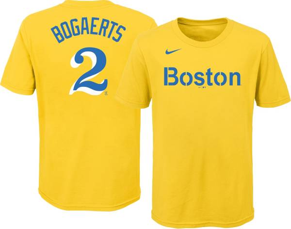 Nike Youth Boston Red Sox Xander Bogaerts #2 Gold 2021 City Connect T-Shirt