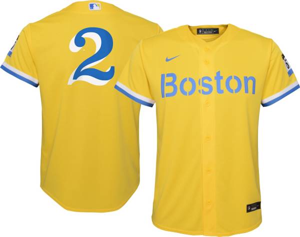 Nike Youth Boston Red Sox Xander Boegarts #2 Gold 2021 City Connect Replica Jersey