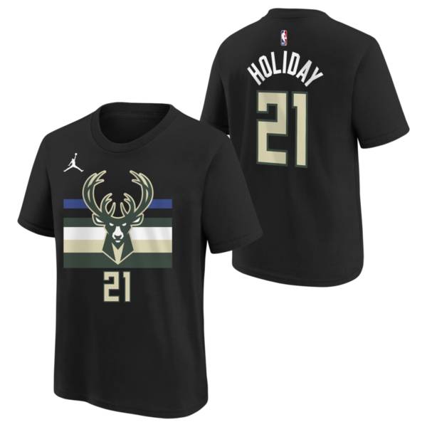 Outerstuff Youth Milwaukee Bucks Jrue Holiday #21 Black Statement T-Shirt