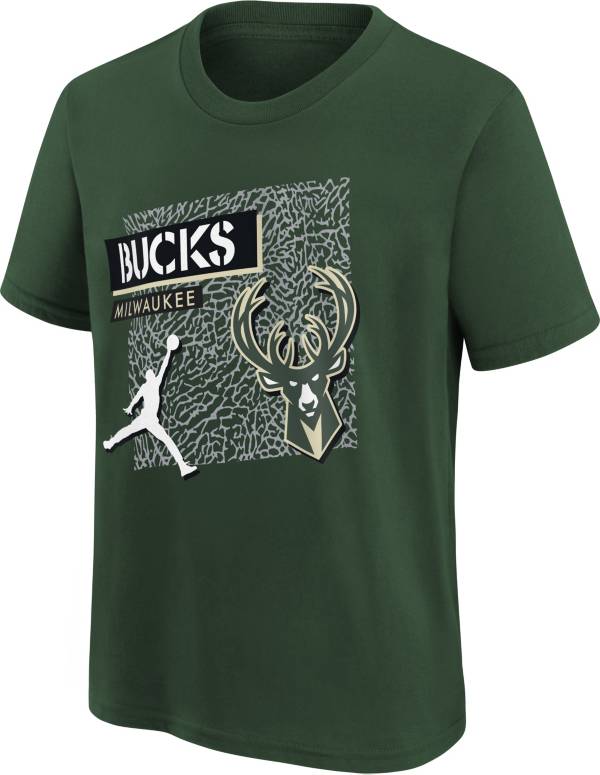 Jordan Youth Milwaukee Bucks Green Statement T-Shirt