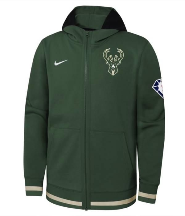 Nike Youth Milwaukee Bucks Green Showtime Full Zip Hoodie