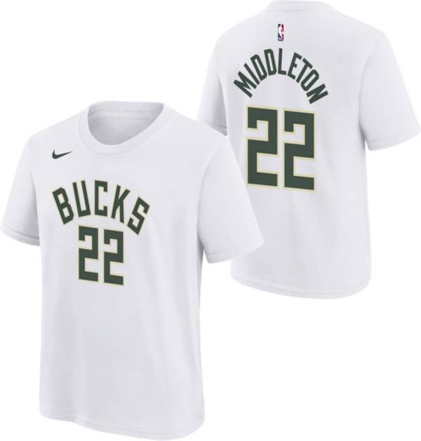 Nike Youth Milwaukee Bucks Khris Middleton #22 White T-Shirt