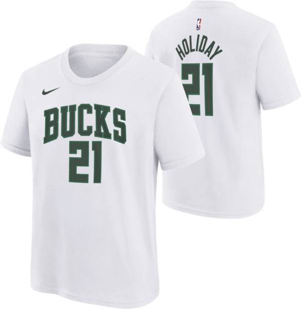 Nike Youth 2021-22 City Edition Milwaukee Bucks Jrue Holiday #21 White Player T-Shirt