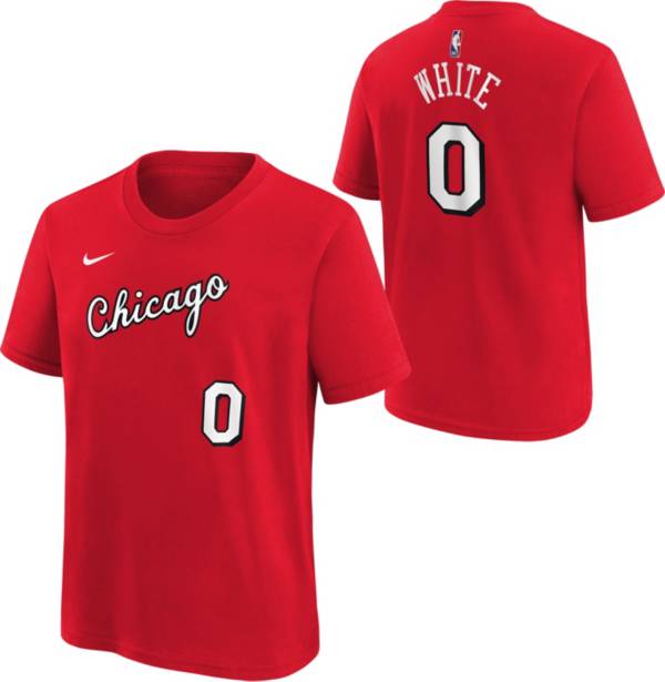 Nike Youth 2021-22 City Edition Chicago Bulls Coby White #0 Red Player T-Shirt