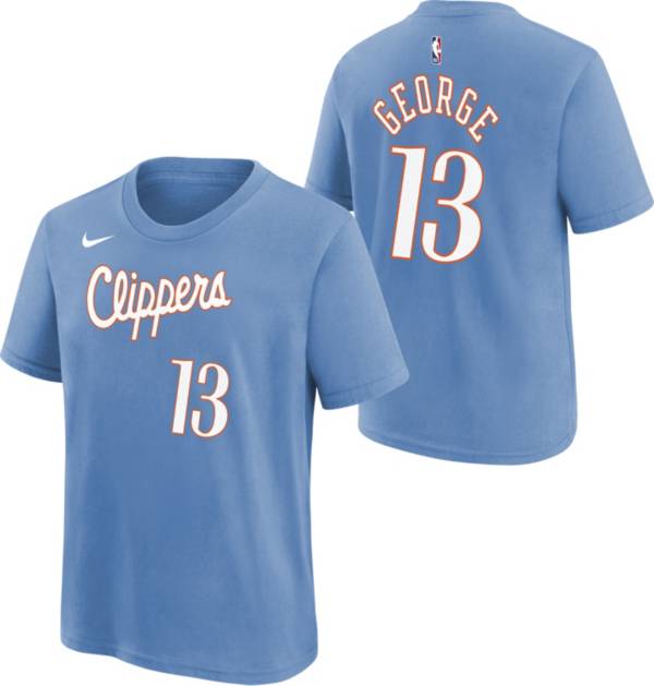 Nike Youth 2021-22 City Edition Los Angeles Clippers Paul George #13 Blue Player T-Shirt