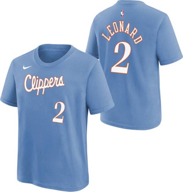 Nike Youth 2021-22 City Edition Los Angeles Clippers Kawhi Leonard #2 Blue Player T-Shirt