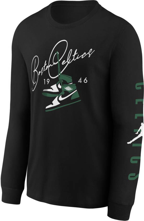 Jordan Youth Boston Celtics Black Long Sleeve Statement T-Shirt