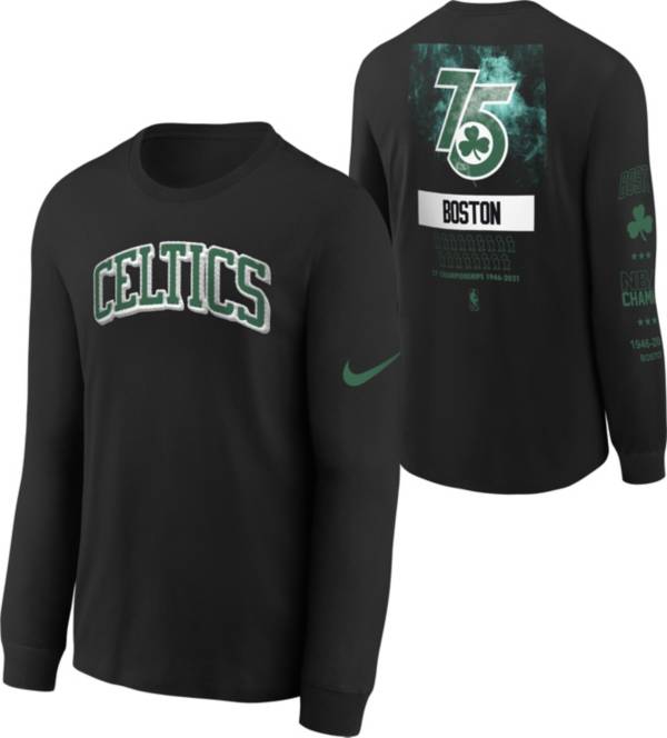 Nike Youth 2021-22 City Edition Boston Celtics Black Courtside Long Sleeve T-Shirt
