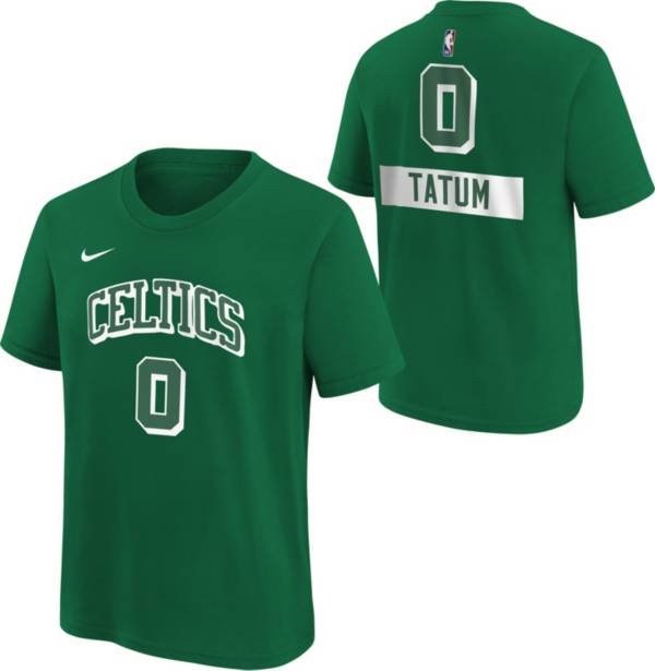 Nike Youth 2021-22 City Edition Boston Celtics Jayson Tatum #0 Green Player T-Shirt