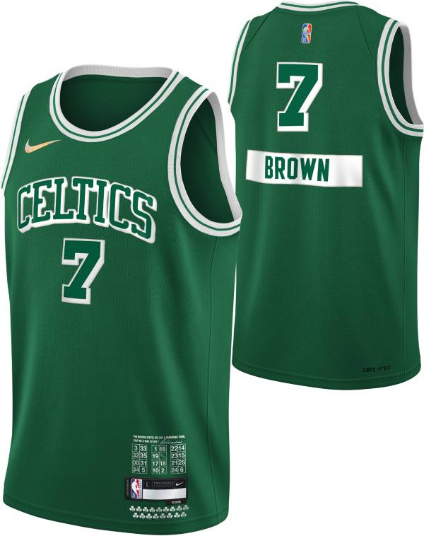 Nike Youth 2021-22 City Edition Boston Celtics Jaylen Brown #7 Green Swingman Jersey