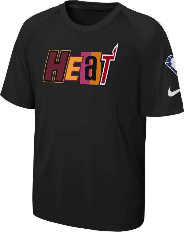 Nike Youth 2021-22 City Edition Miami Heat Black Pregame Shirt