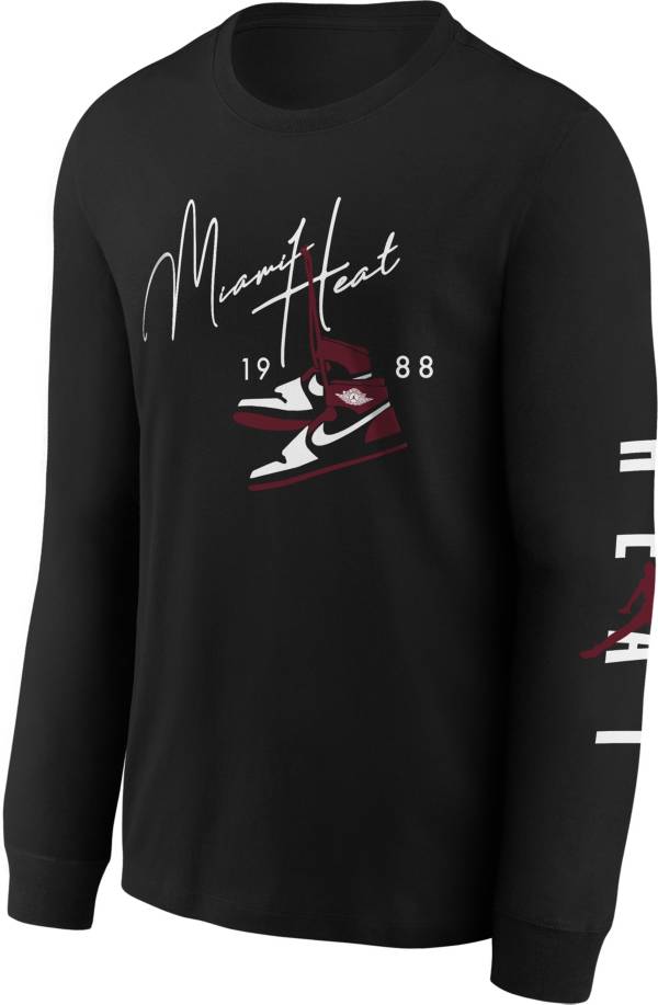 Jordan Youth Miami Heat Black Long Sleeve Statement T-Shirt