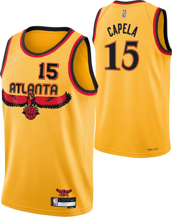 Nike Youth 2021-22 City Edition Atlanta Hawks Clint Capela #15 Yellow Swingman Jersey