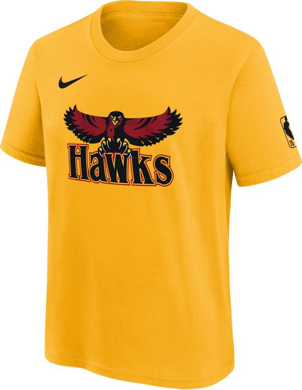 Nike Youth 2021-22 City Edition Atlanta Hawks Yellow Logo T-Shirt