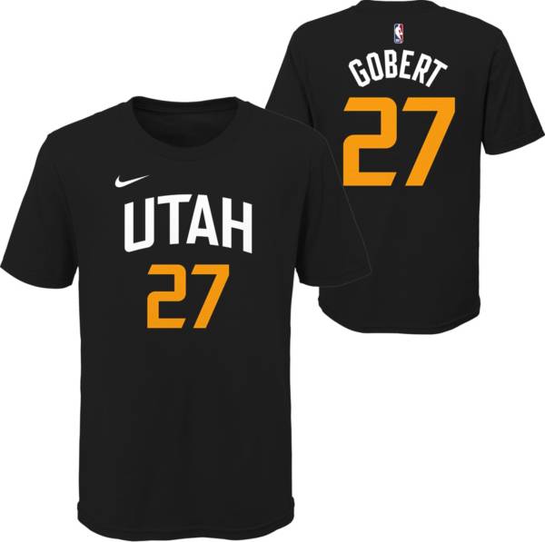 Nike Youth 2020-21 City Edition Utah Jazz Rudy Gobert #27 Black Player T-Shirt