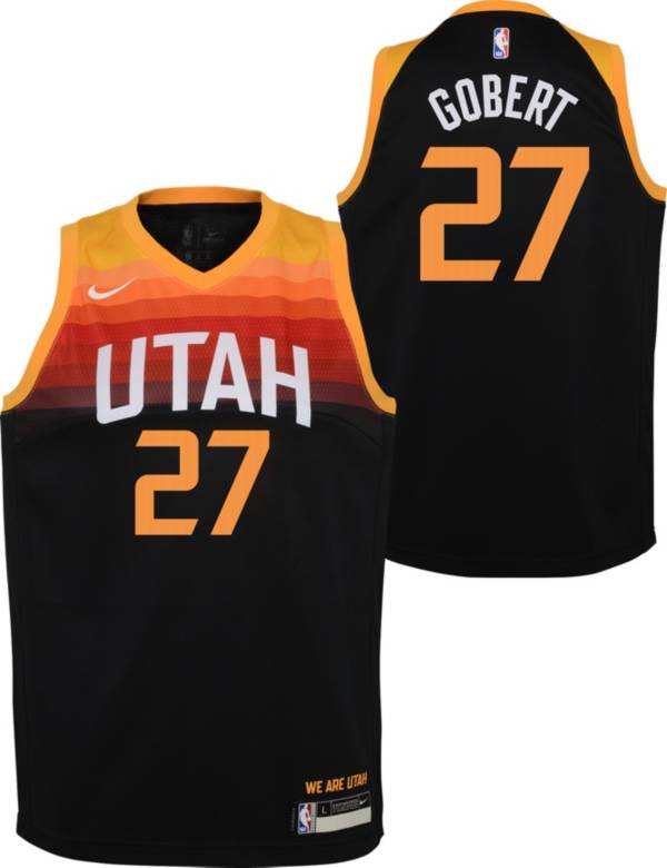 Nike Youth 2020-21 City Edition Utah Jazz Rudy Gobert #27 Black Swingman Jersey