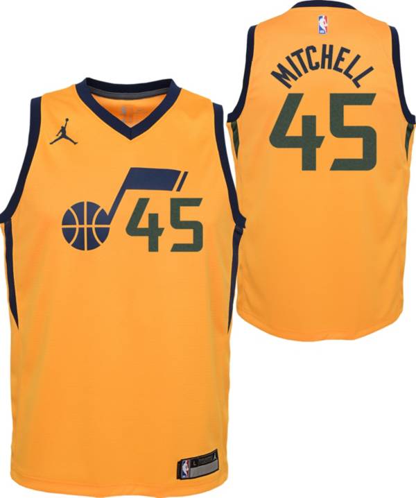 Jordan Youth Utah Jazz Donovan Mitchell #45 Yellow Dri-FIT Swingman Jersey
