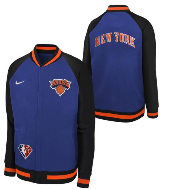 Nike Youth 2021-22 City Edition New York Knicks Blue Long Sleeve Showtime Jacket
