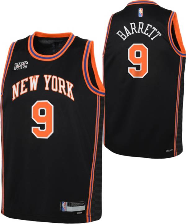 Nike Youth 2021-22 City Edition New York Knicks RJ Barrett #9 Black Swingman Jersey