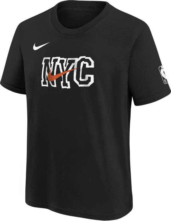 Nike Youth 2021-22 City Edition New York Knicks Black Logo T-Shirt