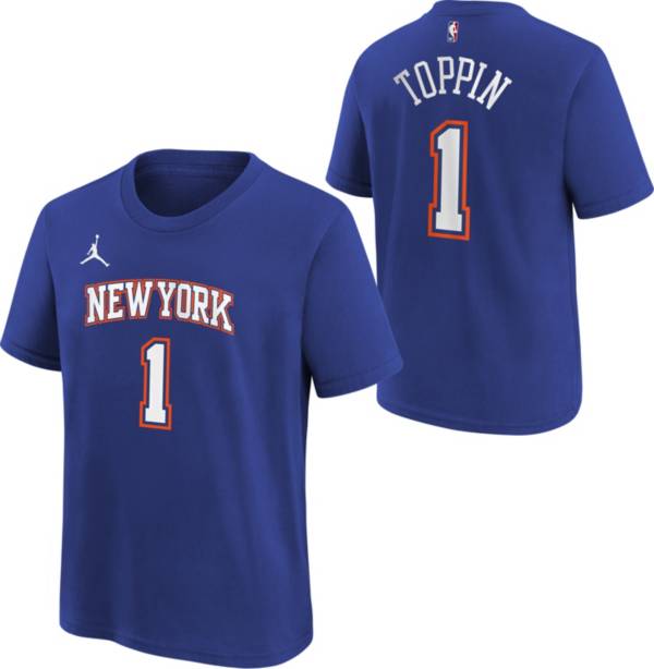 Jordan Youth New York Knicks Obi Toppin #1 Blue Statement T-Shirt