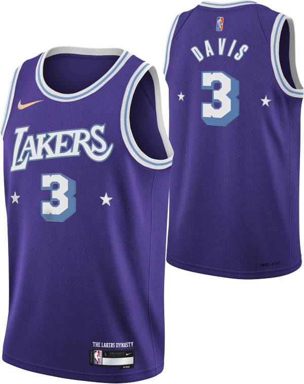 Nike Youth 2021-22 City Edition Los Angeles Lakers Anthony Davis #3 Purple Swingman Jersey