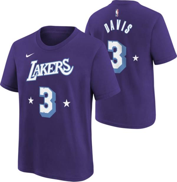 Nike Youth 2021-22 City Edition Los Angeles Lakers Anthony Davis #3 Purple Player T-Shirt