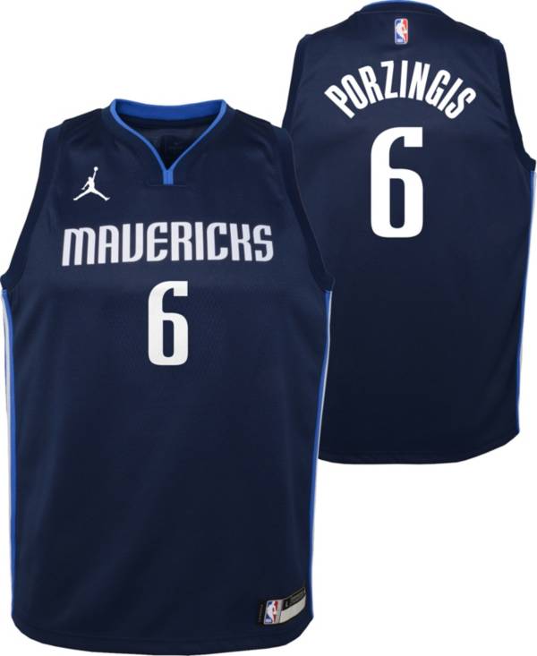 Jordan Youth Dallas Mavericks Kristaps Porzingis #6 Navy Dri-FIT Swingman Jersey