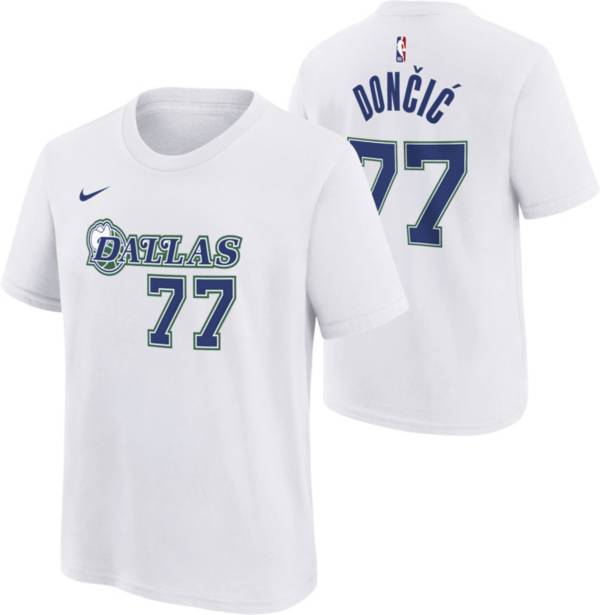 Nike Youth 2021-22 City Edition Dallas Mavericks Luka Doncic #77 White Player T-Shirt