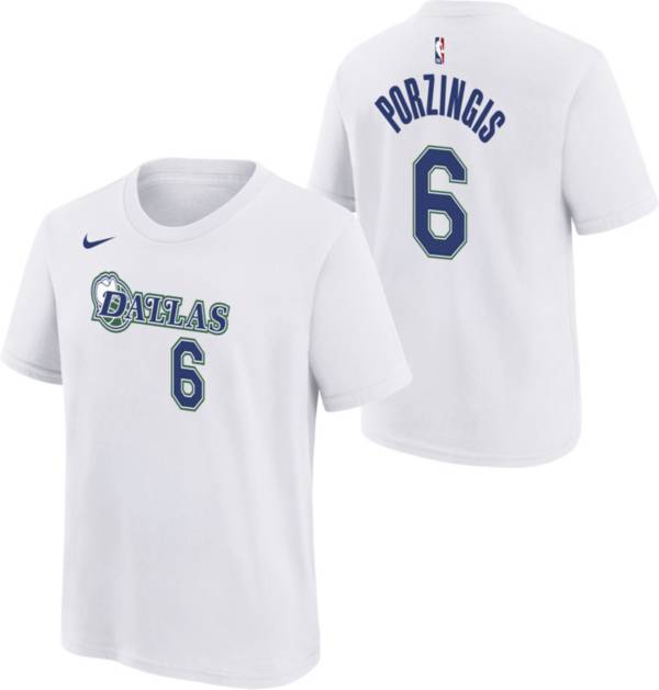 Nike Youth 2021-22 City Edition Dallas Mavericks Kristaps Porzingis #6 White Player T-Shirt