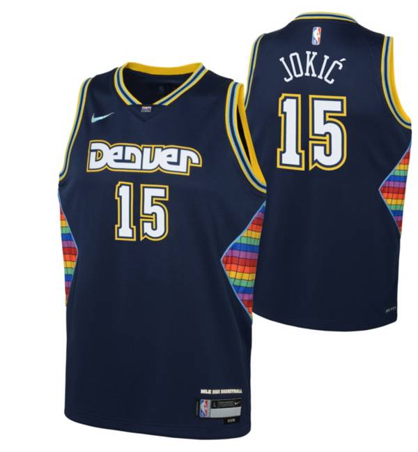 Nike Youth 2021-22 City Edition Denver Nuggets Nikola Jokic #15 Blue Swingman Jersey