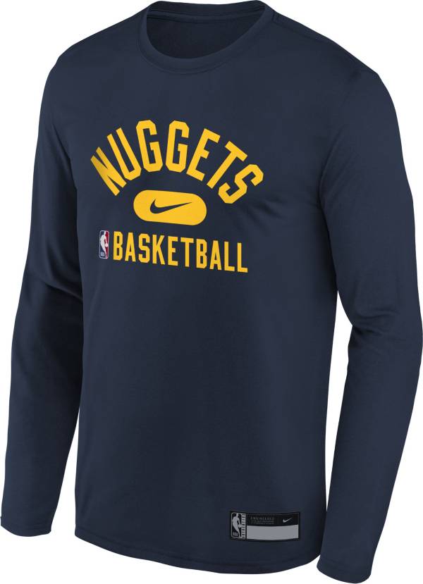 Nike Youth Denver Nuggets Navy Long Sleeve Practice Shirt