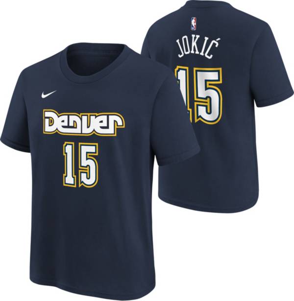 Nike Youth 2021-22 City Edition Denver Nuggets Nikola Jokic #15 Navy Player T-Shirt