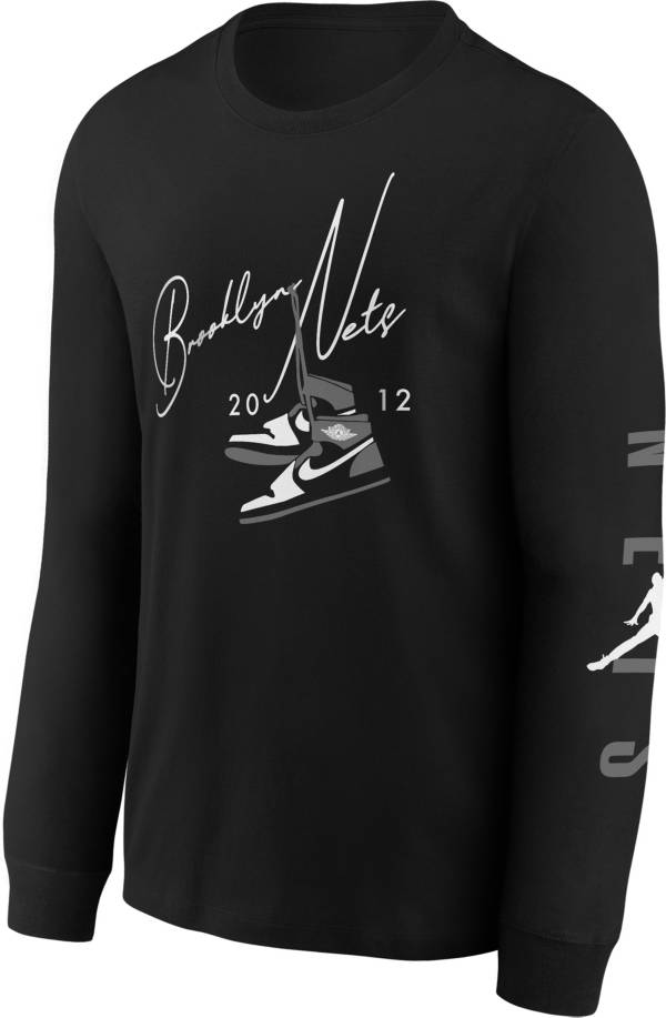Jordan Youth Brooklyn Nets Black Long Sleeve Statement T-Shirt product image
