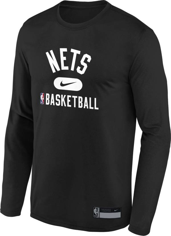 Nike Youth Brooklyn Nets Black Long Sleeve Practice Shirt