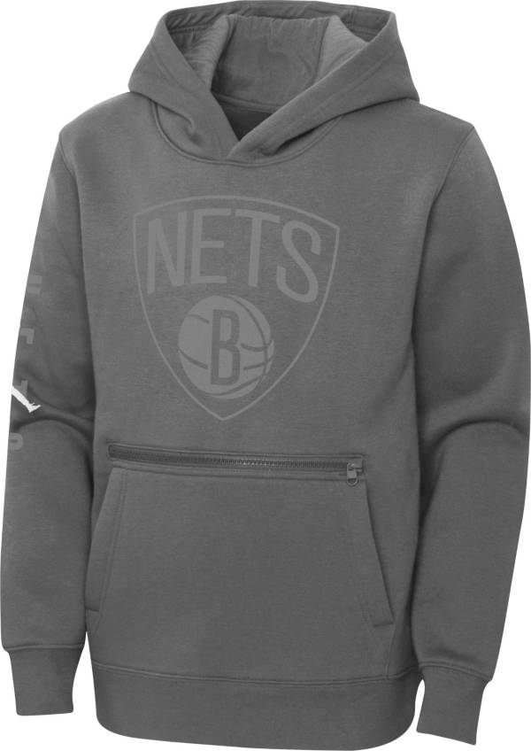 Jordan Youth Brooklyn Nets Grey Statement Pullover Hoodie