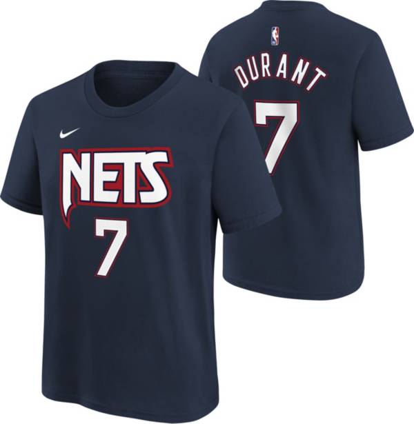 Nike Youth 2021-22 City Edition Brooklyn Nets Kevin Durant #7 Navy Player T-Shirt