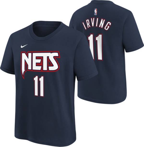 Nike Youth 2021-22 City Edition Brooklyn Nets Kyrie Irving #11 Navy Player T-Shirt