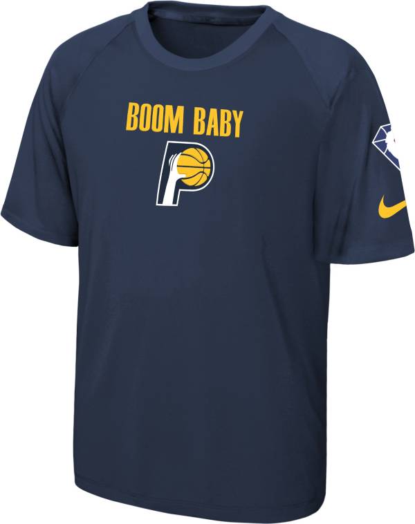 Nike Youth 2021-22 City Edition Indiana Pacers Navy Pregame Shirt