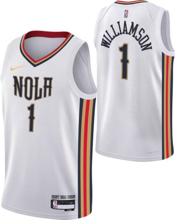 Nike Youth 2021-22 City Edition New Orleans Pelicans Zion Williamson #1 White Swingman Jersey product image