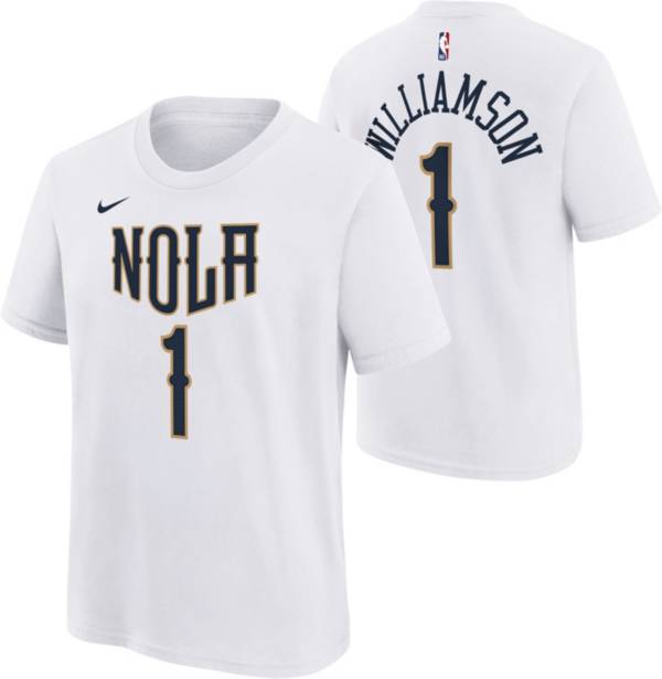 Nike Youth 2021-22 City Edition New Orleans Pelicans Zion Williamson #1 White Player T-Shirt