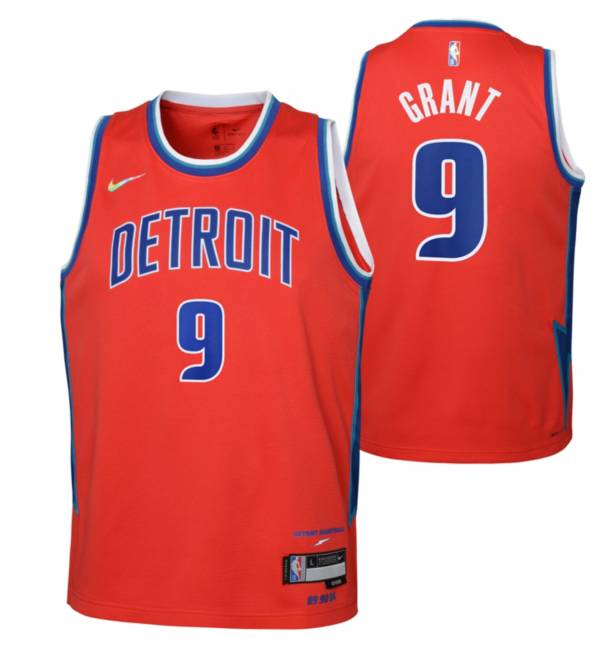 Nike Youth 2021-22 City Edition Detroit Pistons Jerami Grant #9 Red Swingman Jersey