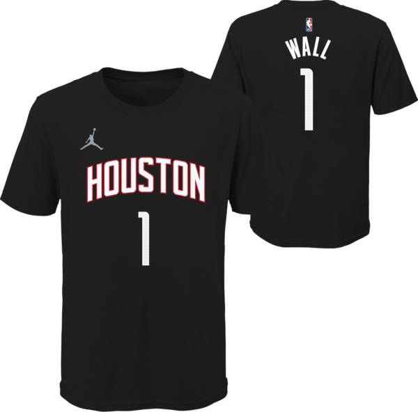 Jordan Youth Houston Rockets John Wall #1 Black Statement T-Shirt